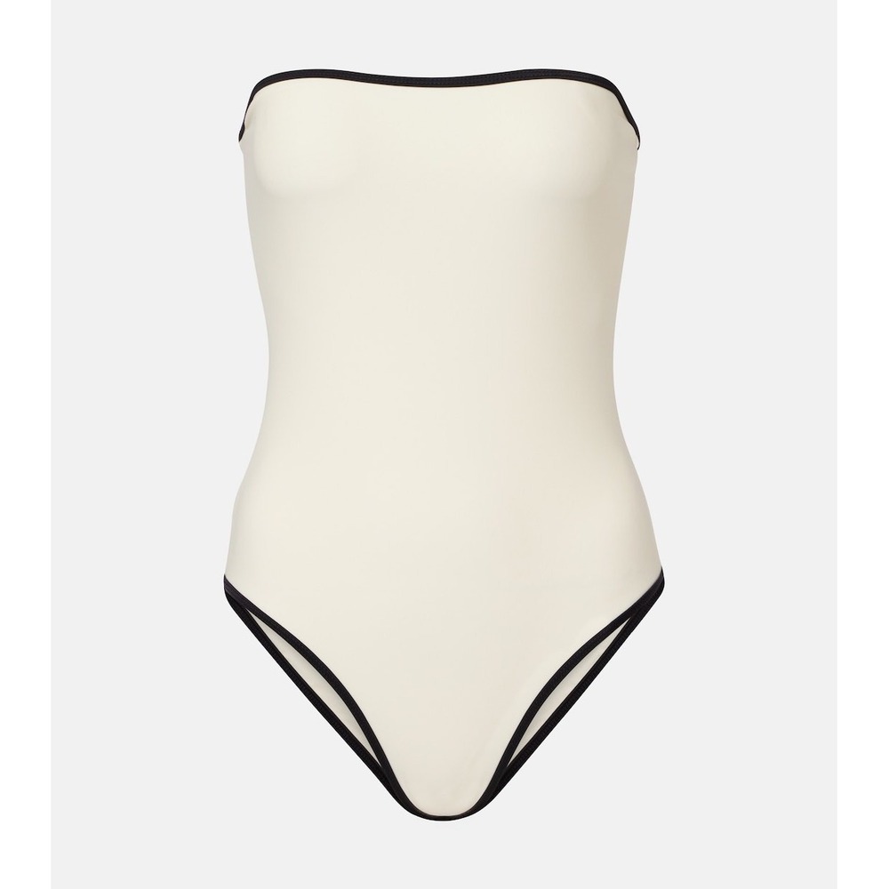 Jade Swim Sienna Bandeau One Piece Swimsuit Ivory Large NEW! $200